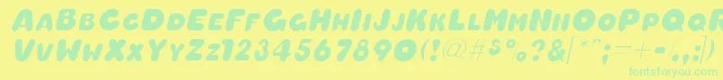 OleadascapssskItalic Font – Green Fonts on Yellow Background