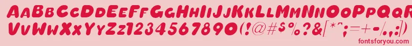 OleadascapssskItalic Font – Red Fonts on Pink Background