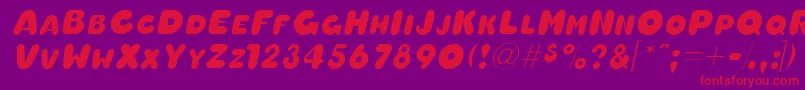 OleadascapssskItalic Font – Red Fonts on Purple Background