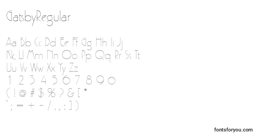 Schriftart GatsbyRegular – Alphabet, Zahlen, spezielle Symbole