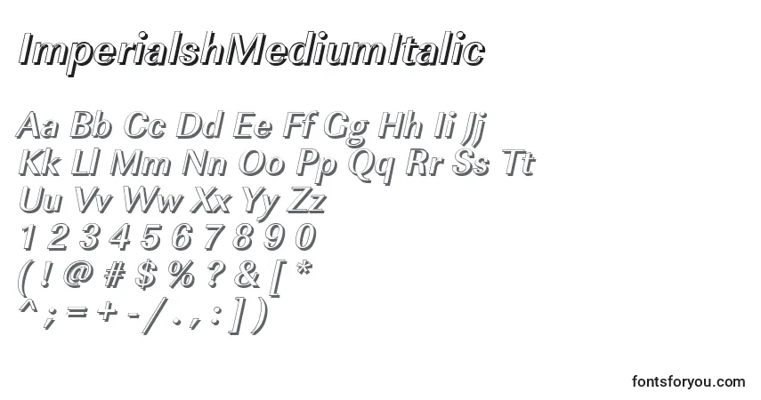 Schriftart ImperialshMediumItalic – Alphabet, Zahlen, spezielle Symbole