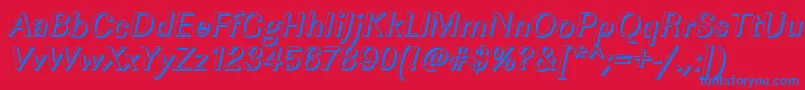ImperialshMediumItalic-Schriftart – Blaue Schriften auf rotem Hintergrund
