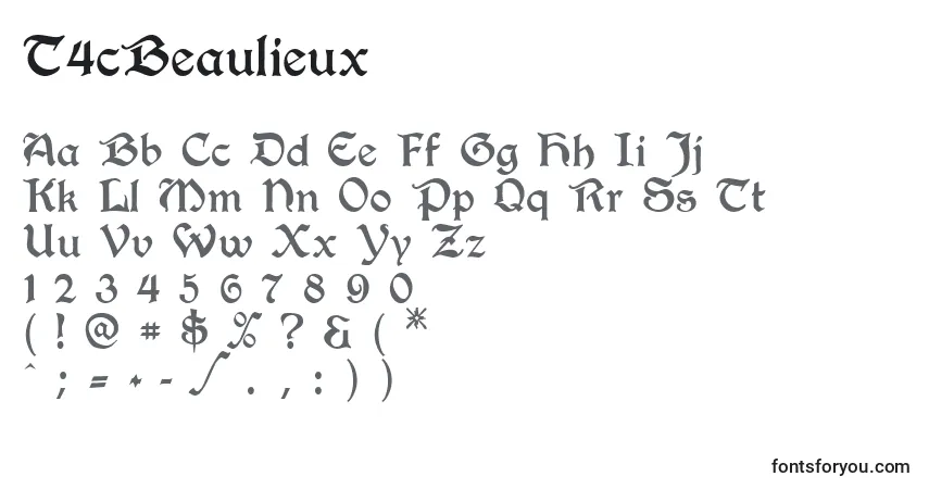 Czcionka T4cBeaulieux – alfabet, cyfry, specjalne znaki