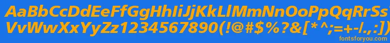 Czcionka AgForeignerBoldItalic – pomarańczowe czcionki na niebieskim tle