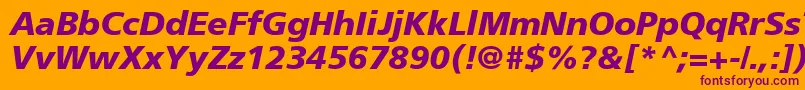 AgForeignerBoldItalic-fontti – violetit fontit oranssilla taustalla