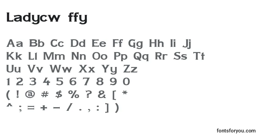 Schriftart Ladycw ffy – Alphabet, Zahlen, spezielle Symbole