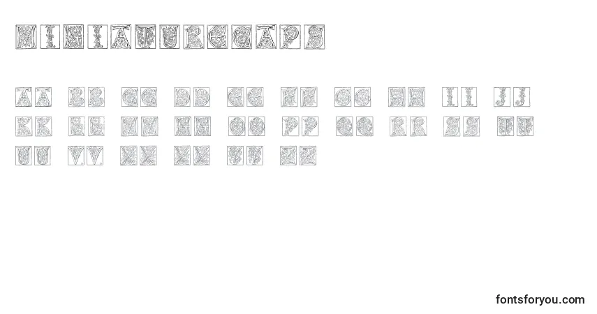 Schriftart Miniaturecaps – Alphabet, Zahlen, spezielle Symbole