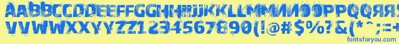 Weitere Informationen zur Bugeater-Schriftart Bugeater-Schriftart – Blaue Schriften auf gelbem Hintergrund