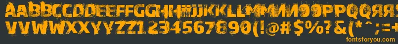 Bugeater-Schriftart – Orangefarbene Schriften auf schwarzem Hintergrund
