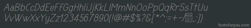 Czcionka TyponomeItalicDemo – szare czcionki na czarnym tle