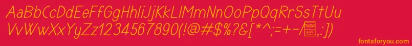 TyponomeItalicDemo Font – Orange Fonts on Red Background