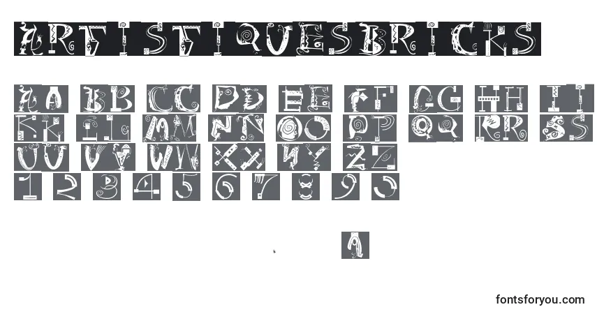 A fonte ArtistiquesBricks – alfabeto, números, caracteres especiais