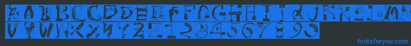 フォントArtistiquesBricks – 黒い背景に青い文字