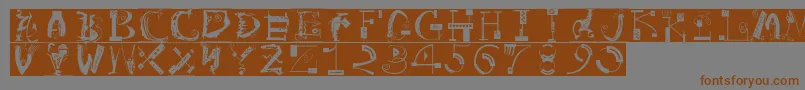フォントArtistiquesBricks – 茶色の文字が灰色の背景にあります。