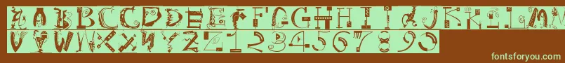 ArtistiquesBricks-Schriftart – Grüne Schriften auf braunem Hintergrund