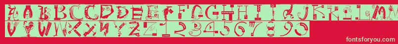 ArtistiquesBricks Font – Green Fonts on Red Background