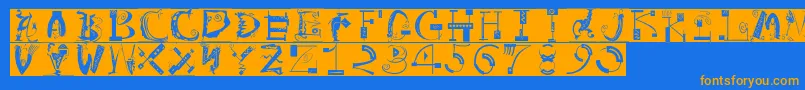 Fonte ArtistiquesBricks – fontes laranjas em um fundo azul
