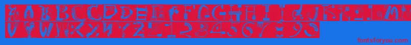 ArtistiquesBricks-Schriftart – Rote Schriften auf blauem Hintergrund