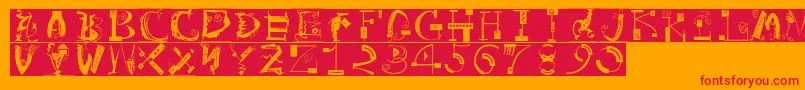 ArtistiquesBricks-Schriftart – Rote Schriften auf orangefarbenem Hintergrund