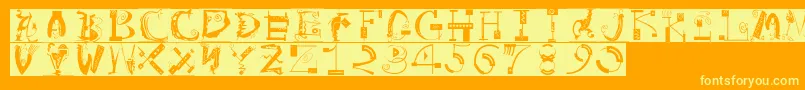 フォントArtistiquesBricks – オレンジの背景に黄色の文字