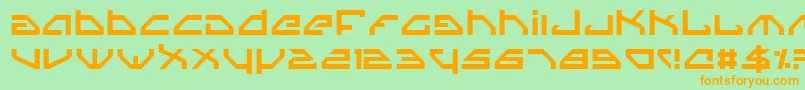 Spylord-Schriftart – Orangefarbene Schriften auf grünem Hintergrund