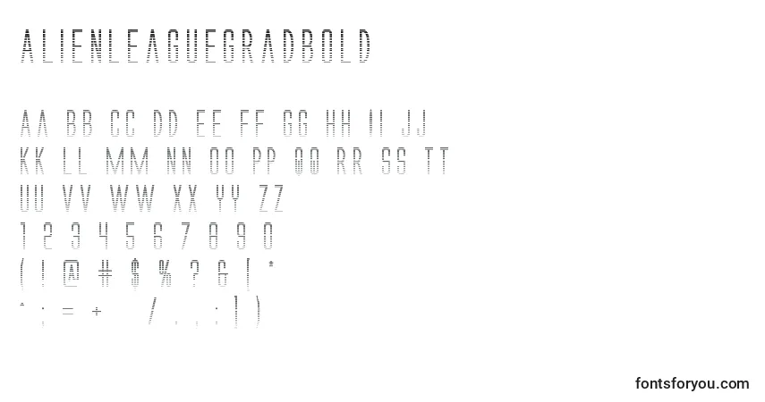 Alienleaguegradbold-fontti – aakkoset, numerot, erikoismerkit