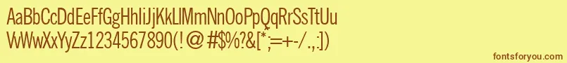 フォントNobbigcondbNormal – 茶色の文字が黄色の背景にあります。