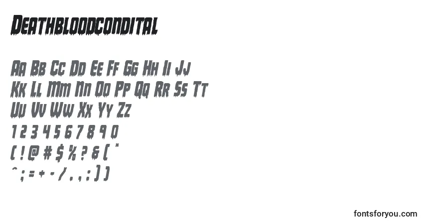 Fuente Deathbloodcondital - alfabeto, números, caracteres especiales