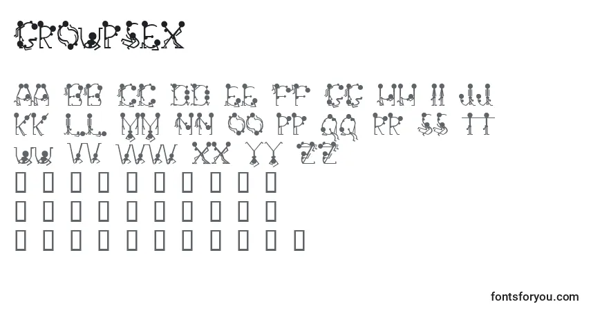 A fonte Groupsex – alfabeto, números, caracteres especiais
