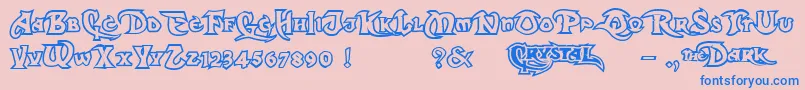 DarkCrystalOutline-Schriftart – Blaue Schriften auf rosa Hintergrund