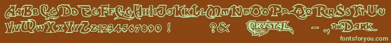 Fonte DarkCrystalOutline – fontes verdes em um fundo marrom