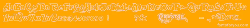 DarkCrystalOutline-fontti – vaaleanpunaiset fontit oranssilla taustalla
