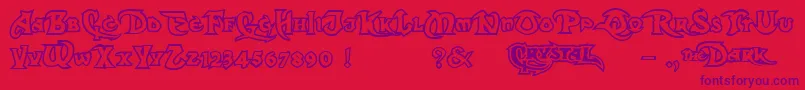 DarkCrystalOutline-Schriftart – Violette Schriften auf rotem Hintergrund