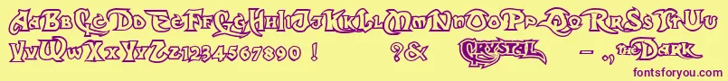 DarkCrystalOutline Font – Purple Fonts on Yellow Background