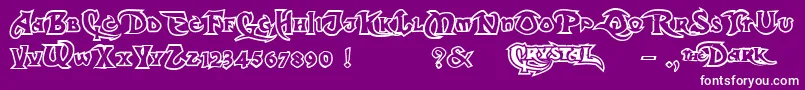 DarkCrystalOutline-Schriftart – Weiße Schriften auf violettem Hintergrund
