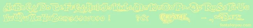 DarkCrystalOutline Font – Yellow Fonts on Green Background