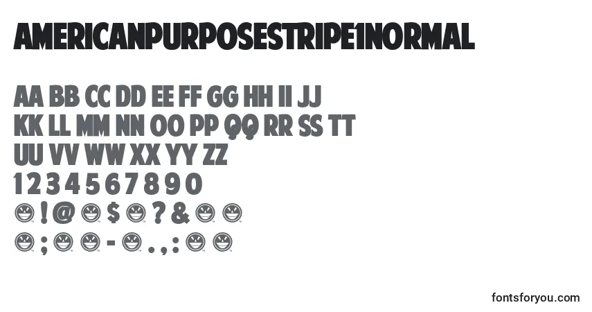 AmericanPurposeStripe1Normal (52449) Font – alphabet, numbers, special characters