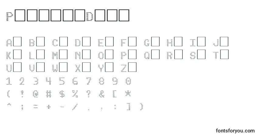 Czcionka PinballData – alfabet, cyfry, specjalne znaki