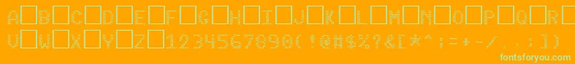 PinballData-fontti – vihreät fontit oranssilla taustalla
