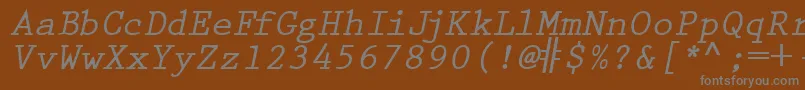 Шрифт PrestigetwoBolditalic – серые шрифты на коричневом фоне