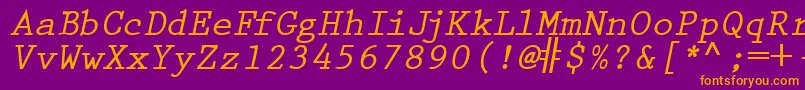 PrestigetwoBolditalic-fontti – oranssit fontit violetilla taustalla