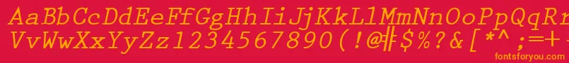 Fonte PrestigetwoBolditalic – fontes laranjas em um fundo vermelho