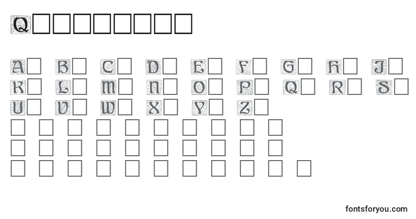 A fonte Queenanne – alfabeto, números, caracteres especiais
