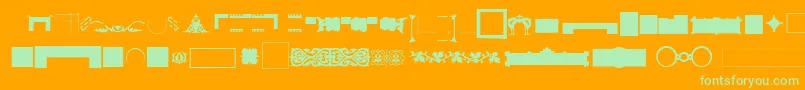 Pfornmtreasures3Layer1-Schriftart – Grüne Schriften auf orangefarbenem Hintergrund