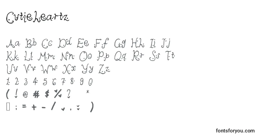 Fuente Cutieheartz - alfabeto, números, caracteres especiales