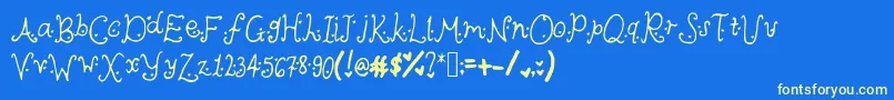 Cutieheartz Font – Yellow Fonts on Blue Background