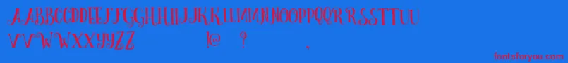 フォントCurelyFreeTypeface – 赤い文字の青い背景