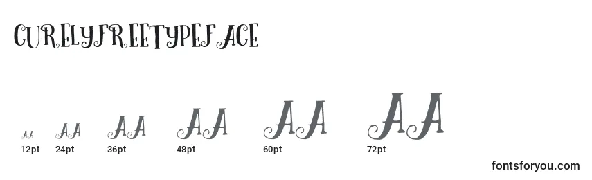 Größen der Schriftart CurelyFreeTypeface (52463)