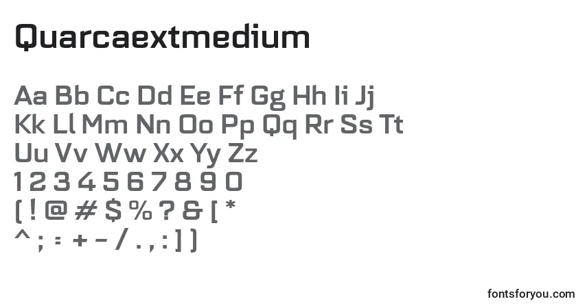 A fonte Quarcaextmedium – alfabeto, números, caracteres especiais