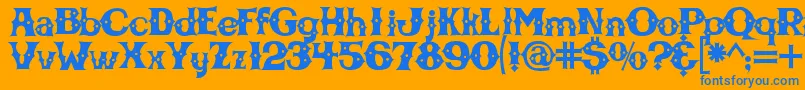 Cbgbfont-Schriftart – Blaue Schriften auf orangefarbenem Hintergrund